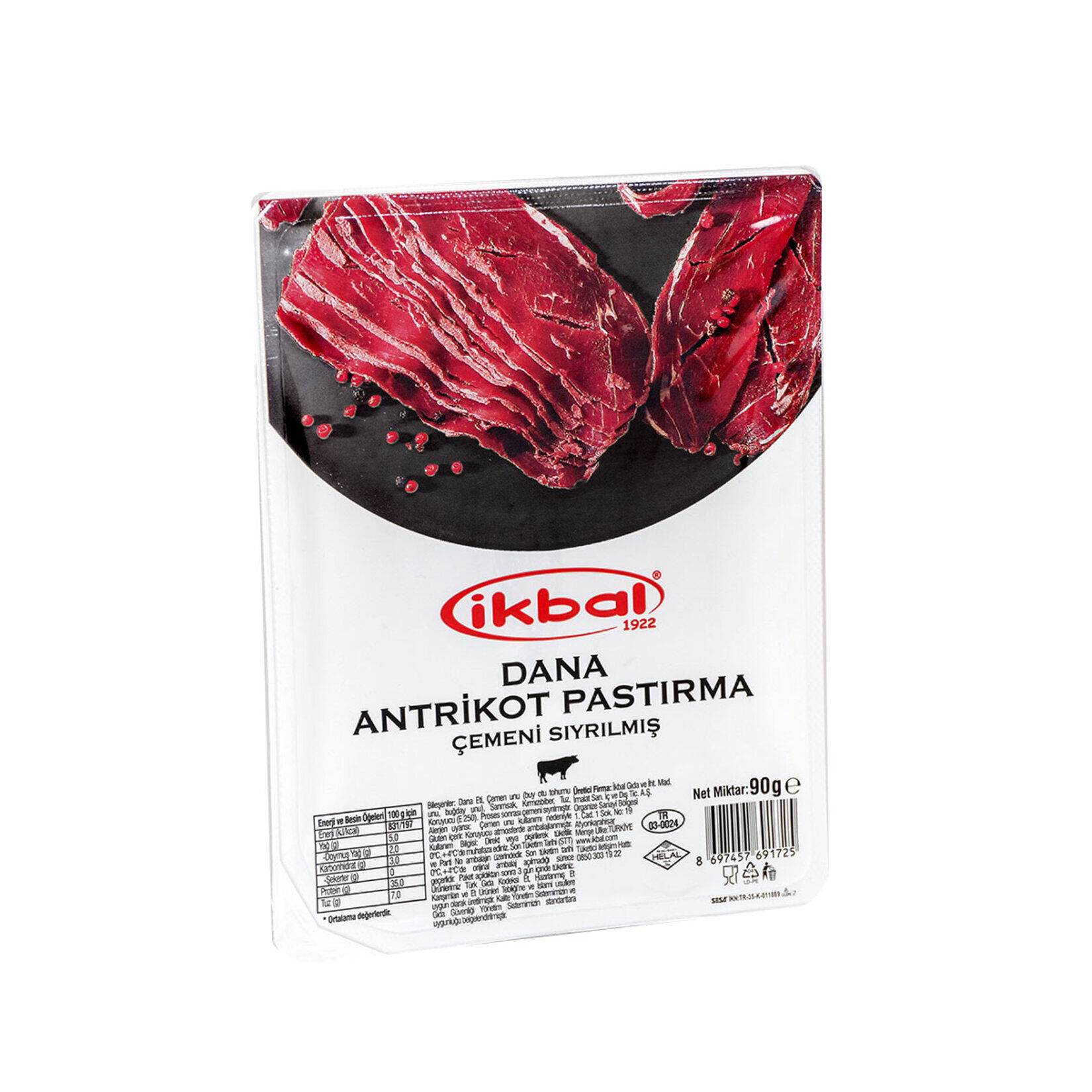 İkbal Dana Antrikot Çemeni Sıyrılmış Pastırma 90 Gr