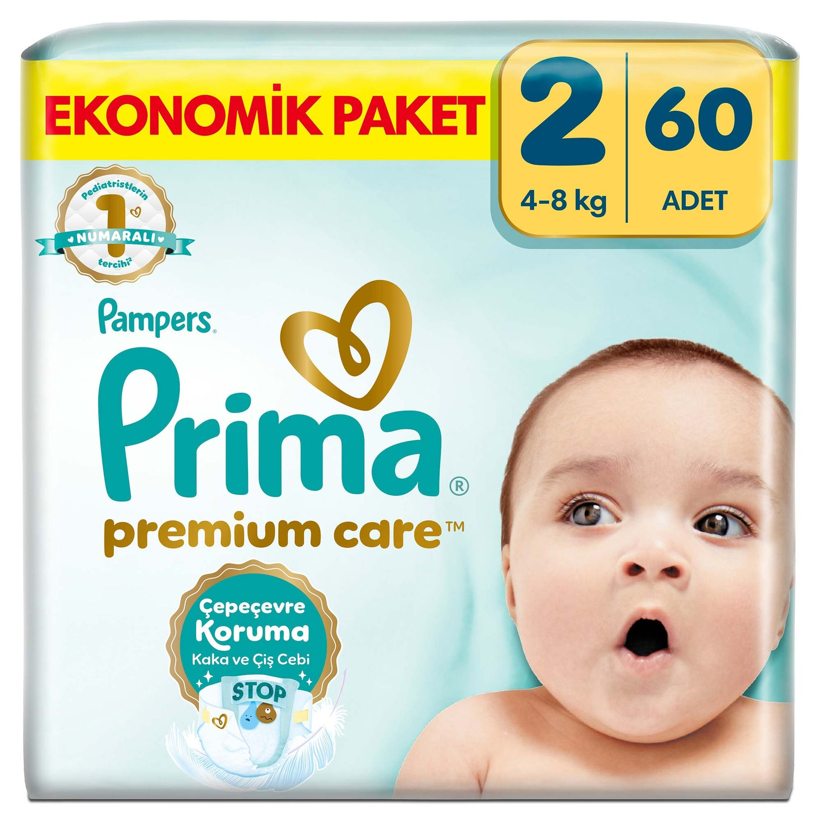 Prima Bebek Bezi Premium Care 2 Beden 60'lı 4-8 kg Ekonomik Paket