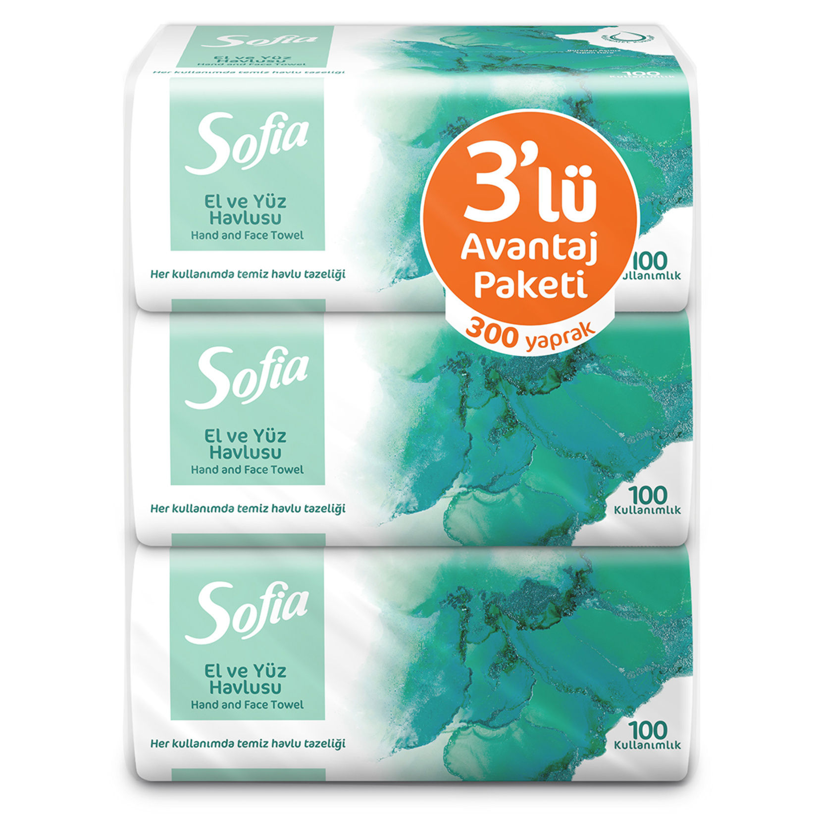 Sofia El ve Yüz Havlusu Avantaj Paketi 3 x 100'lü