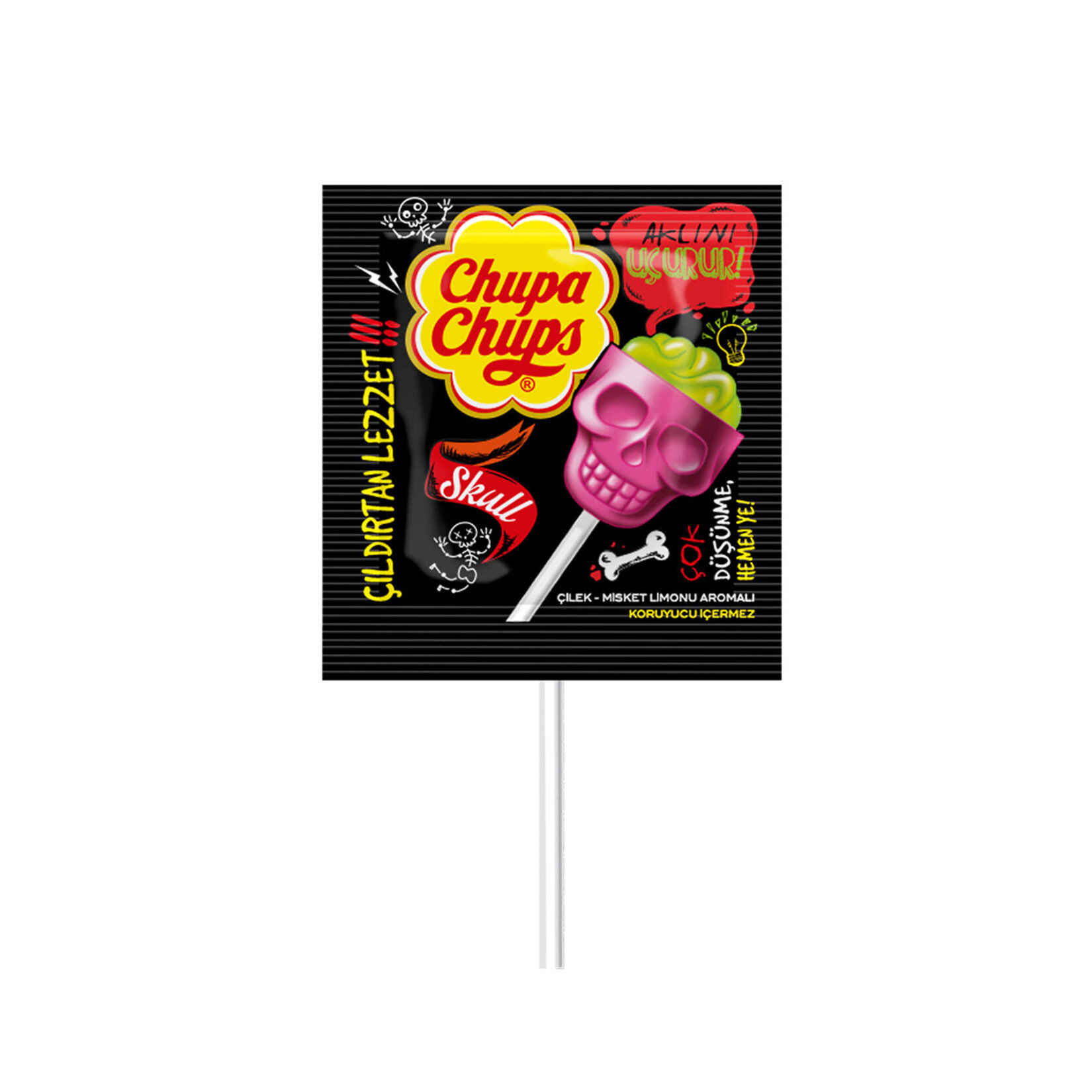 Chupa Chups Skull Çilek & Limon Aromalı Lolipop 15 Gr