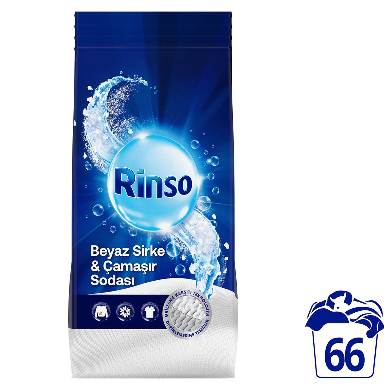 Rinso Beyaz Sirke ve Çamaşır Sodası Beyazlar için Toz Deterjan 10 Kg