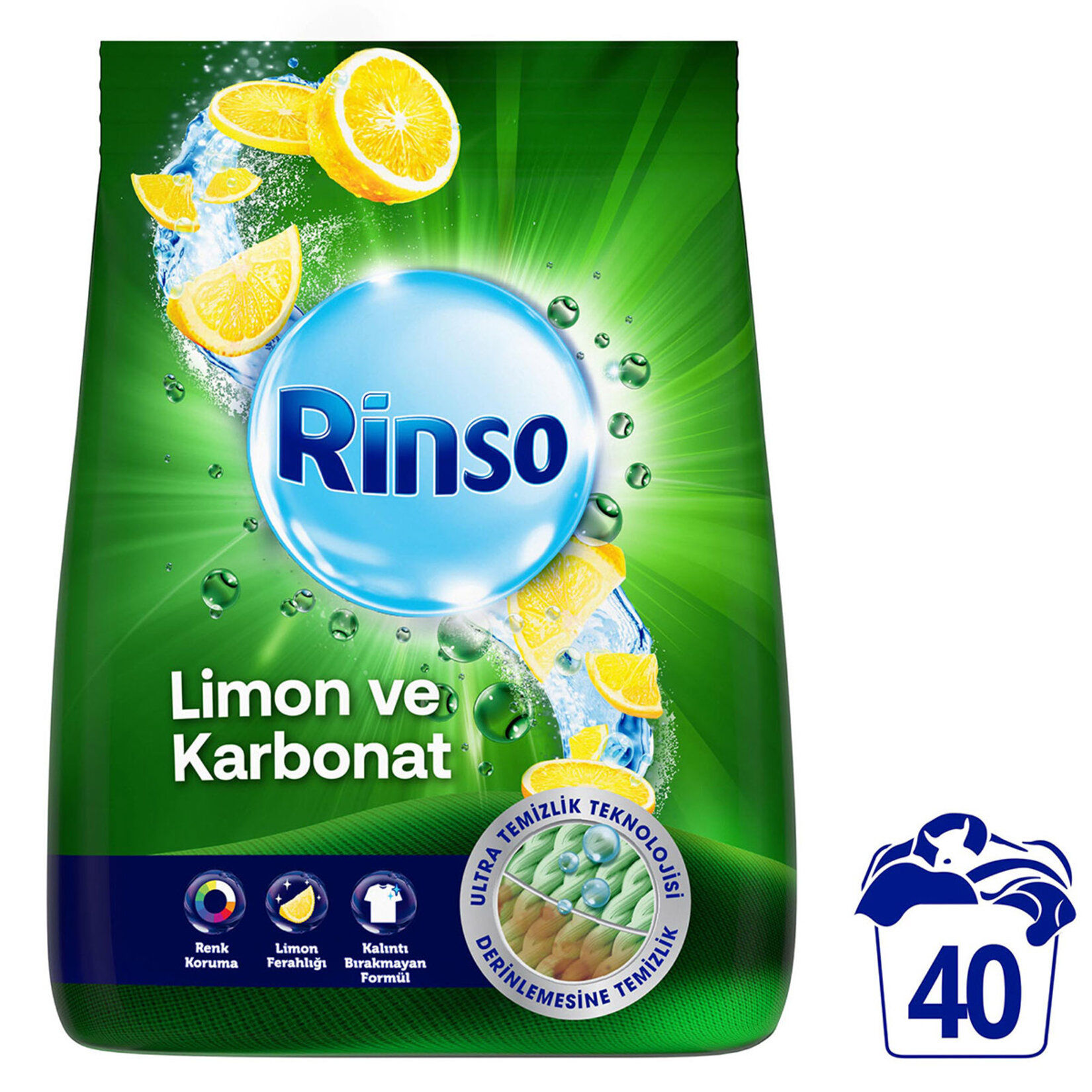 Rinso Toz Çamaşır Deterjanı Limon ve Karbonat Renkliler ve Beyazlar İçin 6 KG