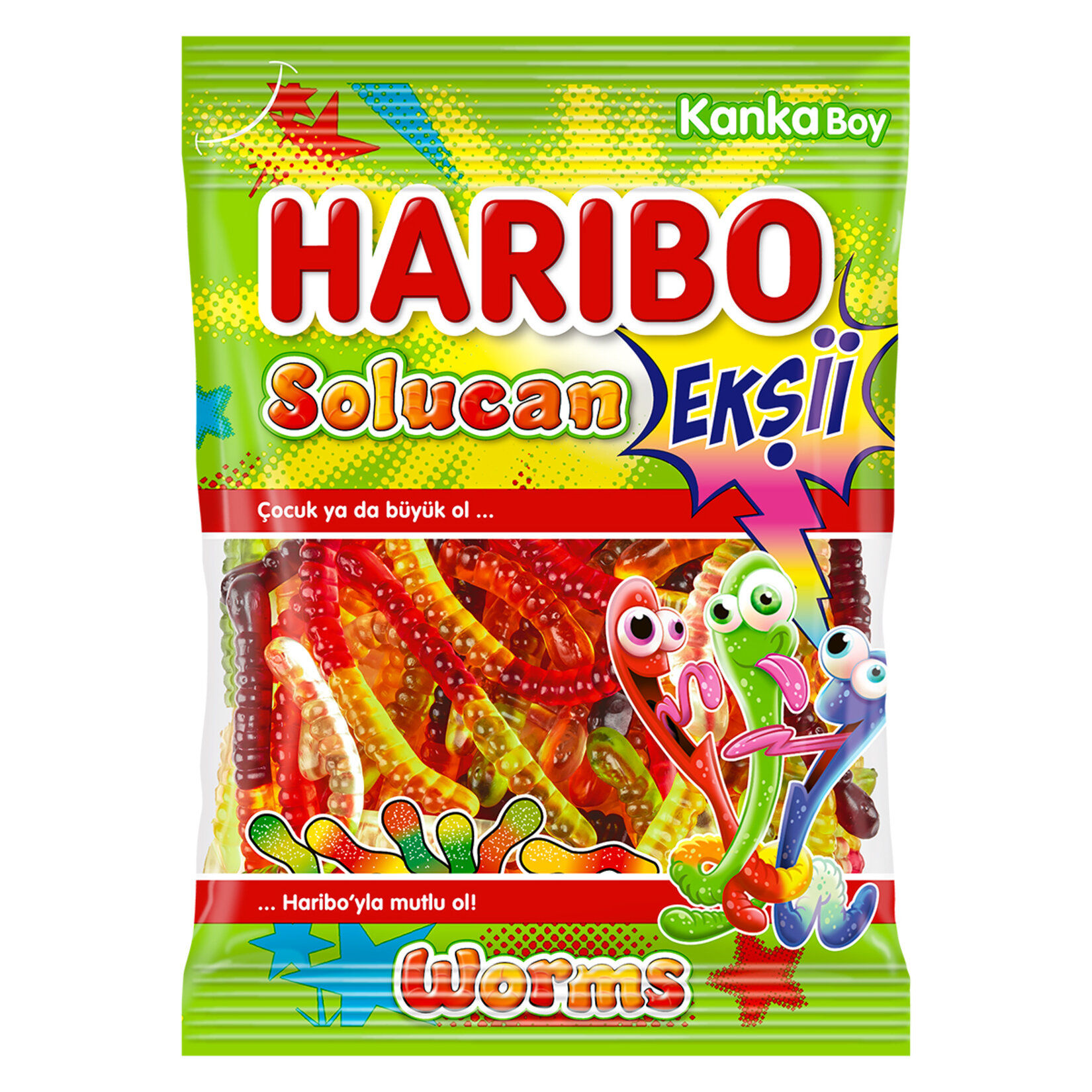 Haribo Ekşili Solucan Karışık Yumuşak Şekerleme 70 Gr