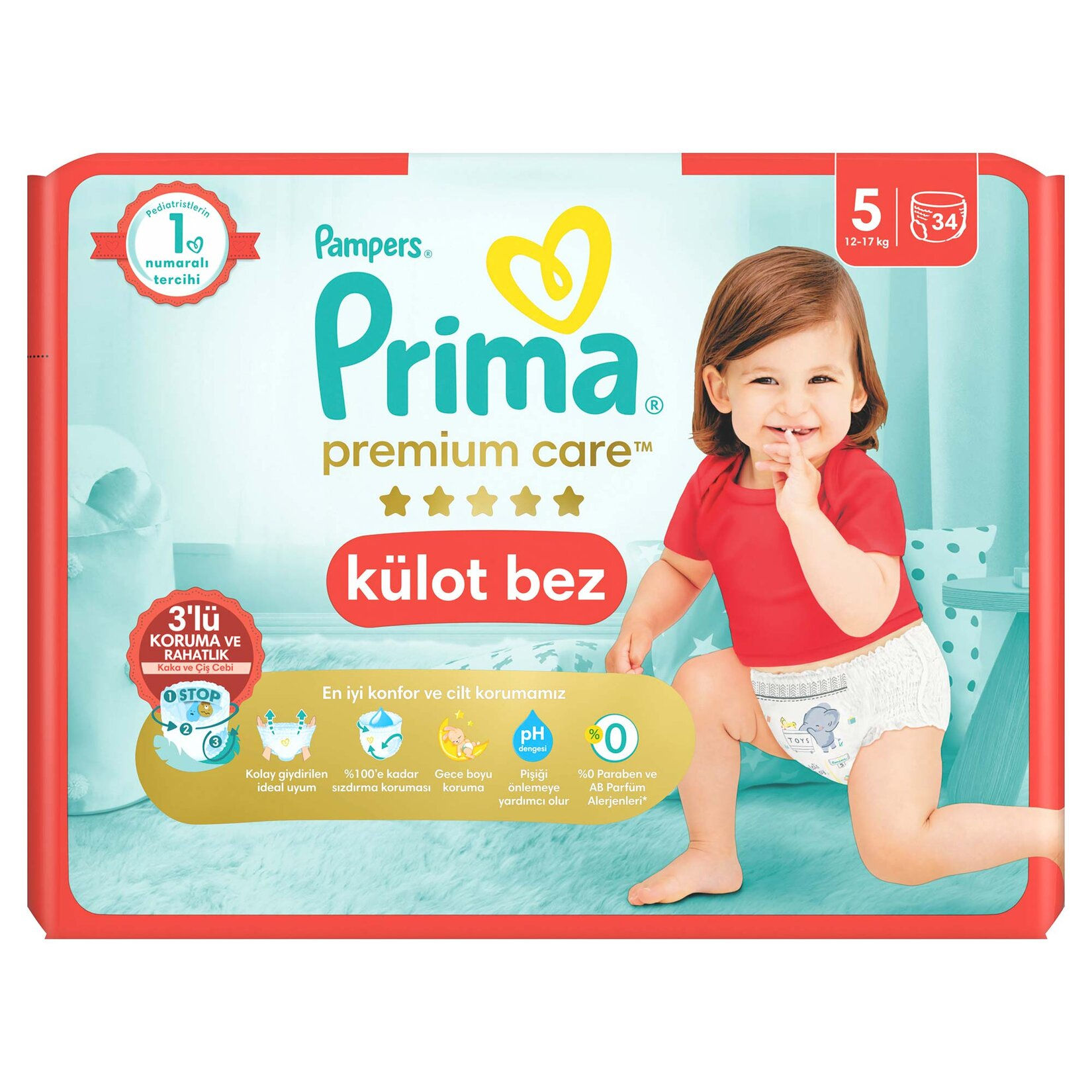 Prima Premium Care 5 Beden Külot Bebek Bezi 11-17 Kg 34 Adet