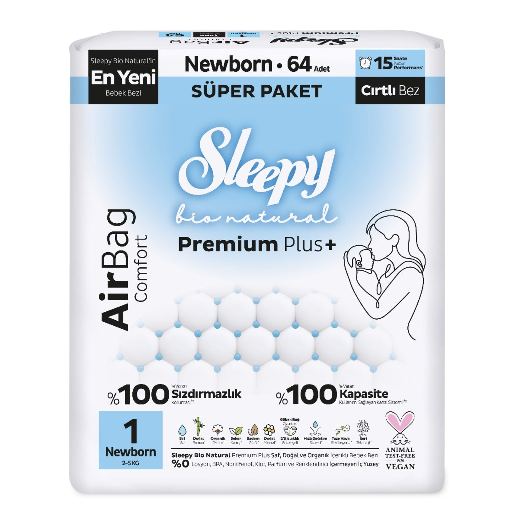 Sleepy Bio Natural Airbag No 1 Yenidoğan 64'lü