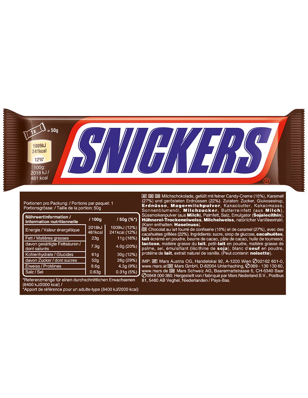 Snickers Einzelriegel 32 x 50g