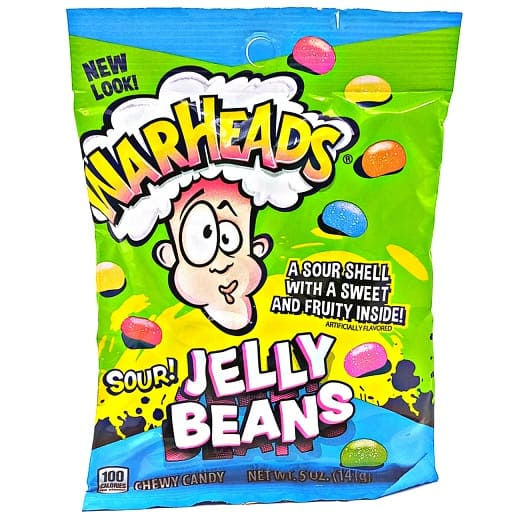 Warheads Sour Jelly Beans (12 x 5 oz) Peg Bag