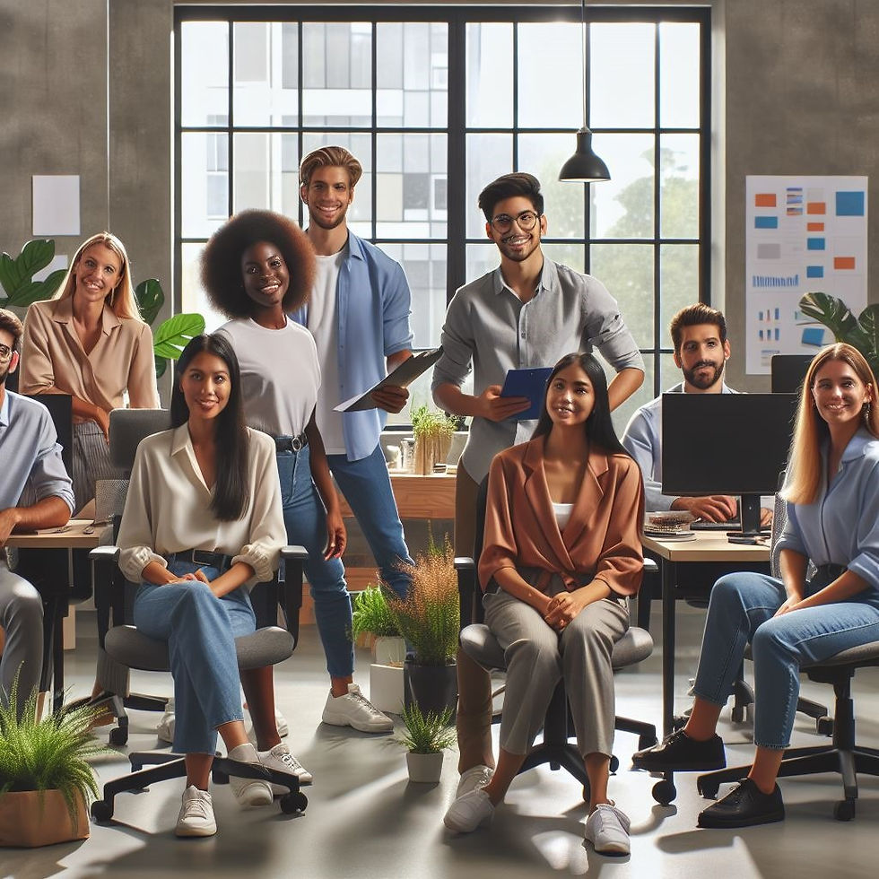 People, both men and women at work