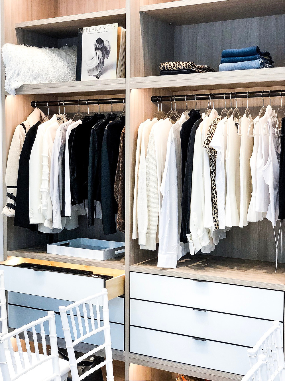 closet organized with drawers and shelves