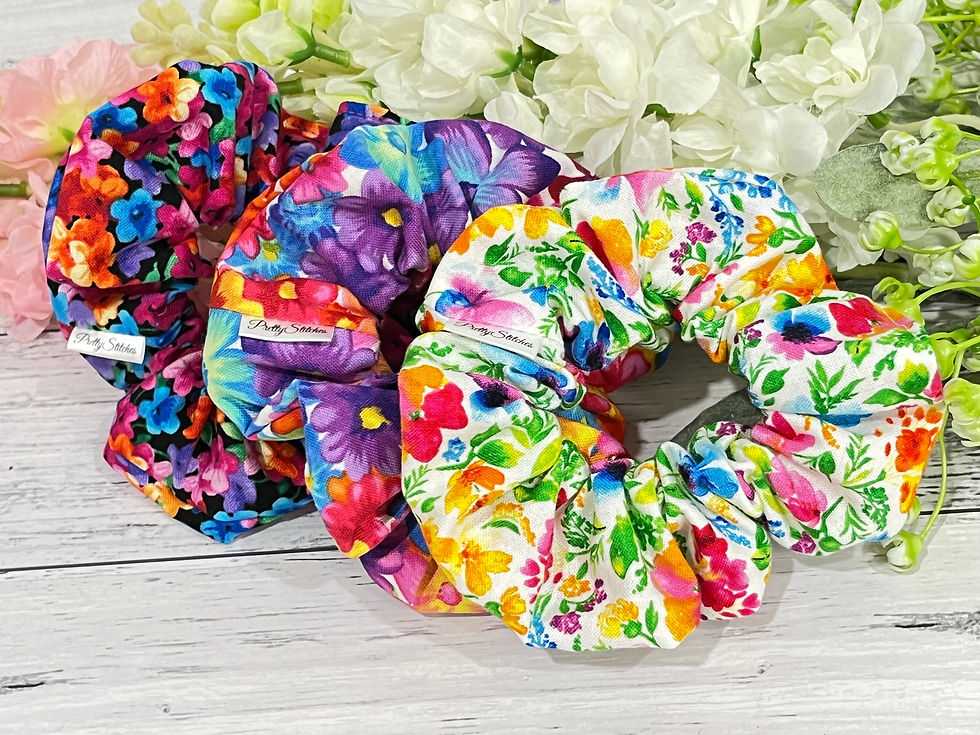 Thumbnail: Rainbow Floral Scrunchies