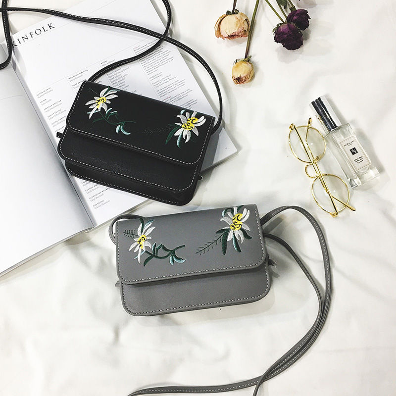 Embroidered Floral Shoulder Bag