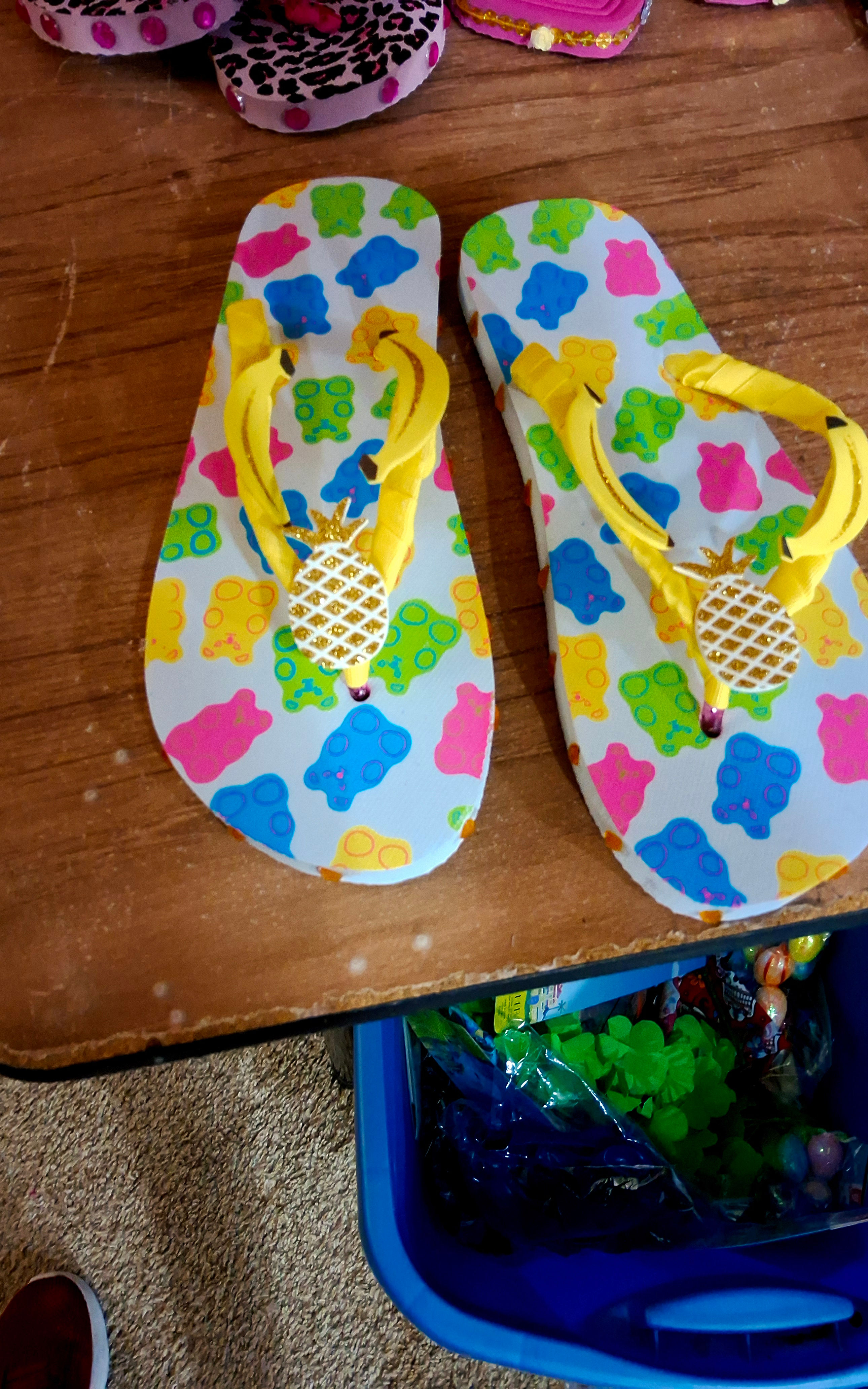 Yellow Pineapple Gummy Bear Flip Flop