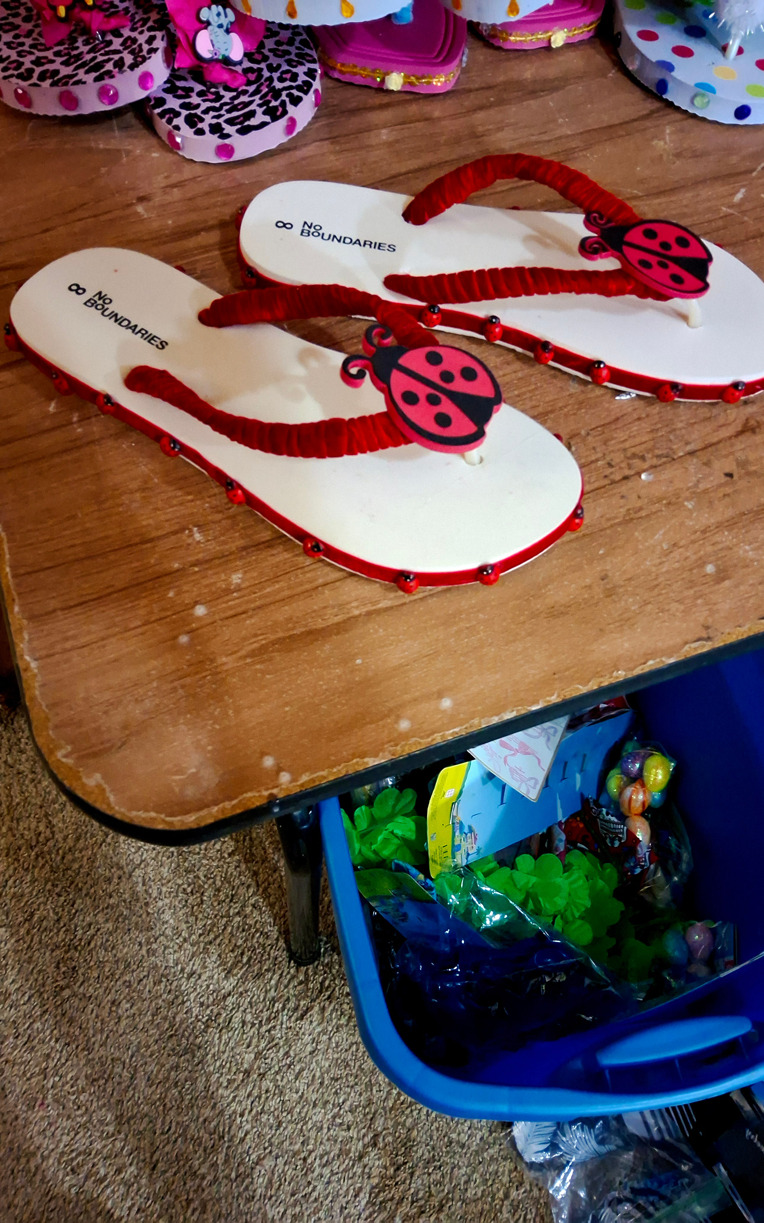 Red And Black Lady Bug Flip Flop