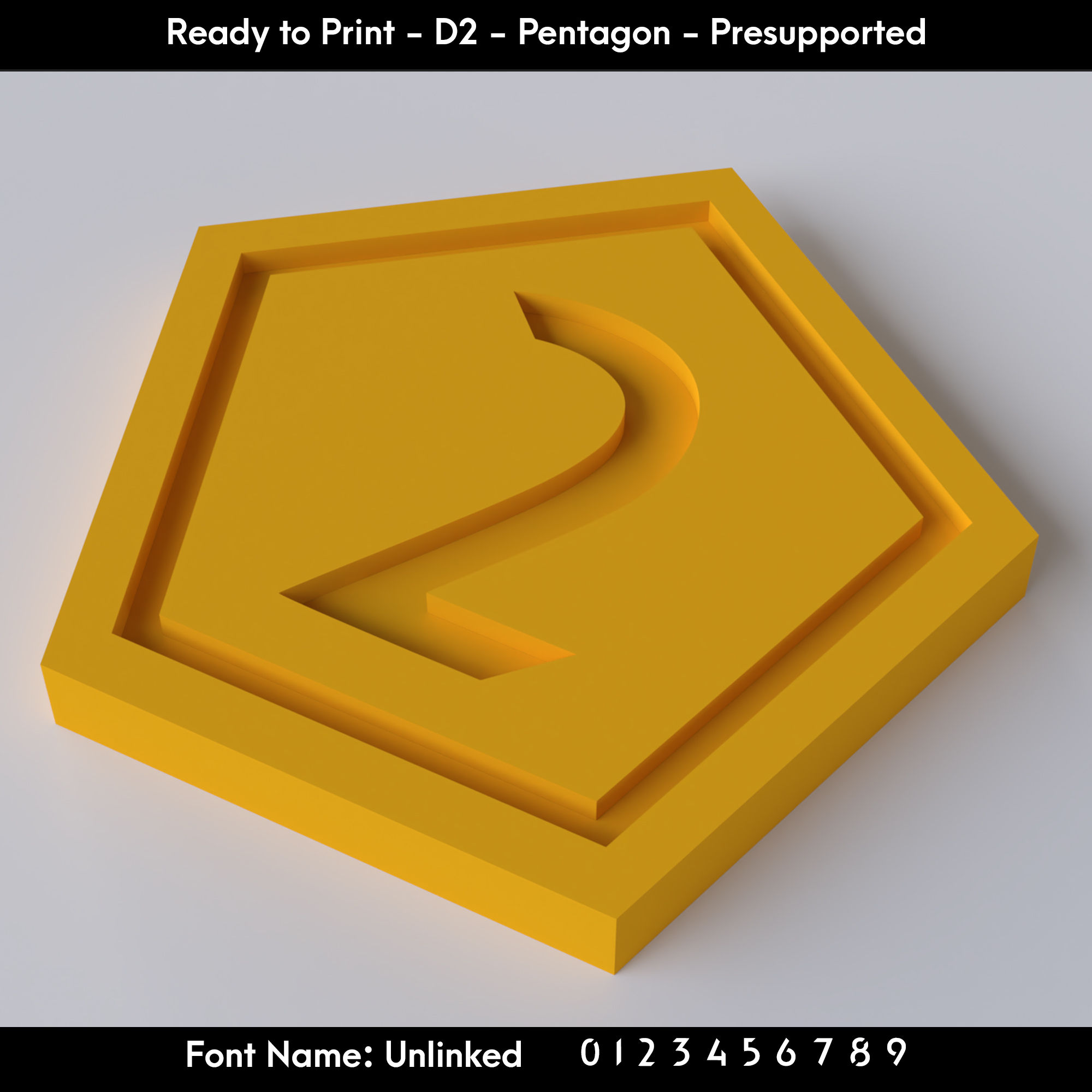 D2 Pentagon - Unlinked Font - Presupported