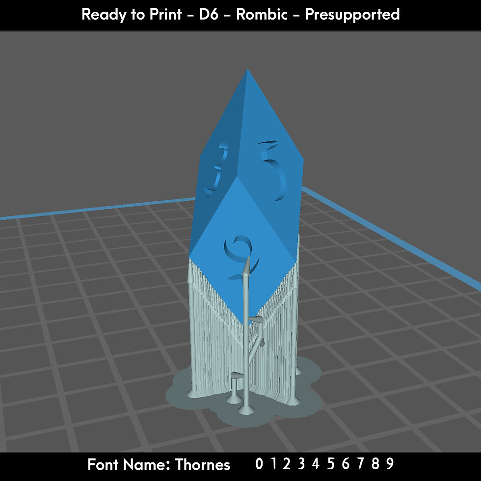 Thumbnail: D6 Rombic - Thornes  Font - Presupported