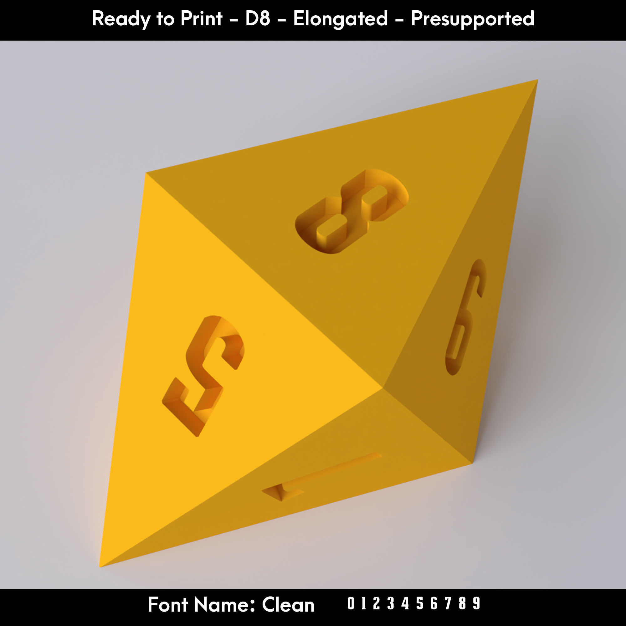 D8 Elongated - Clean Font - Presupported