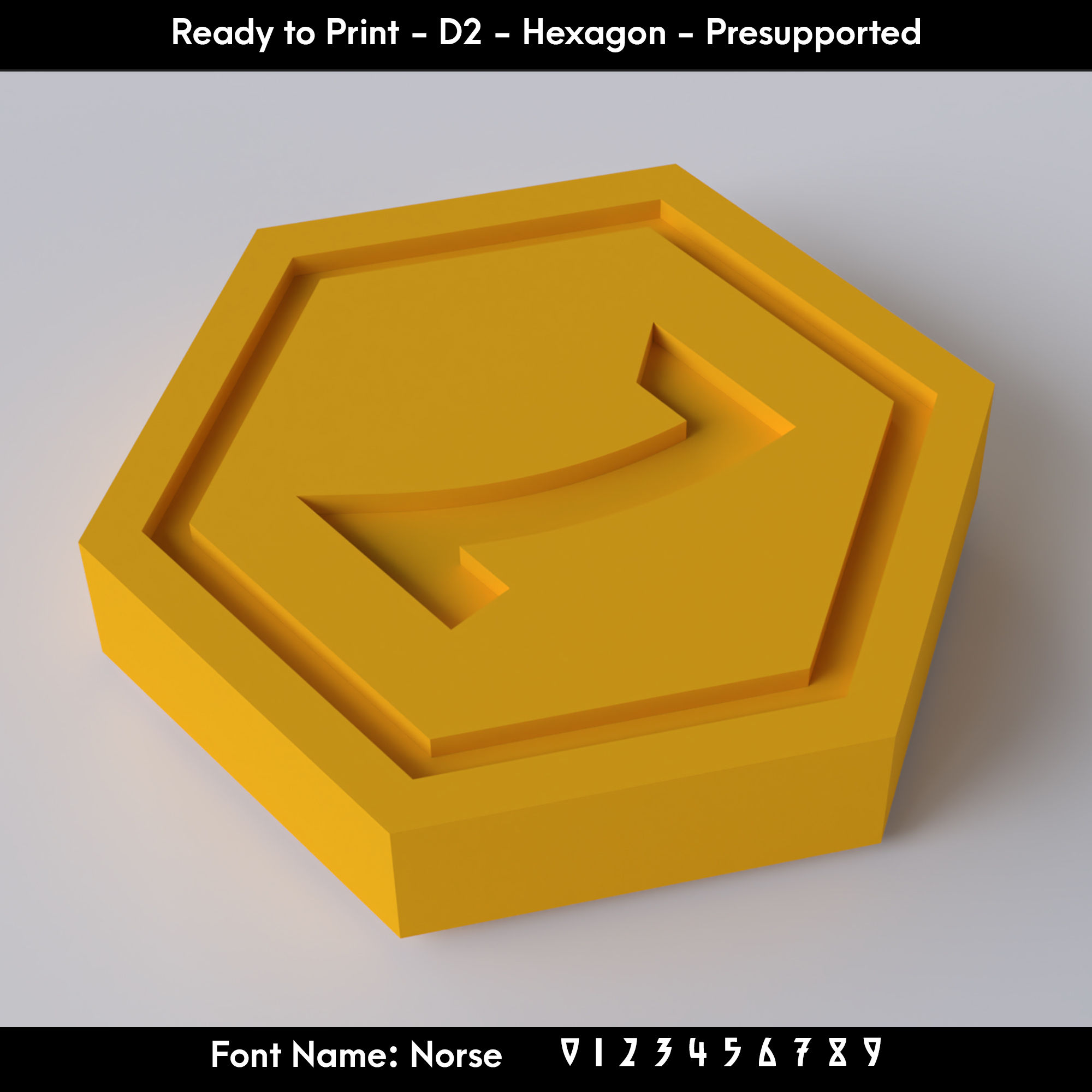 D2 Hexagon - Norse Font - Presupported