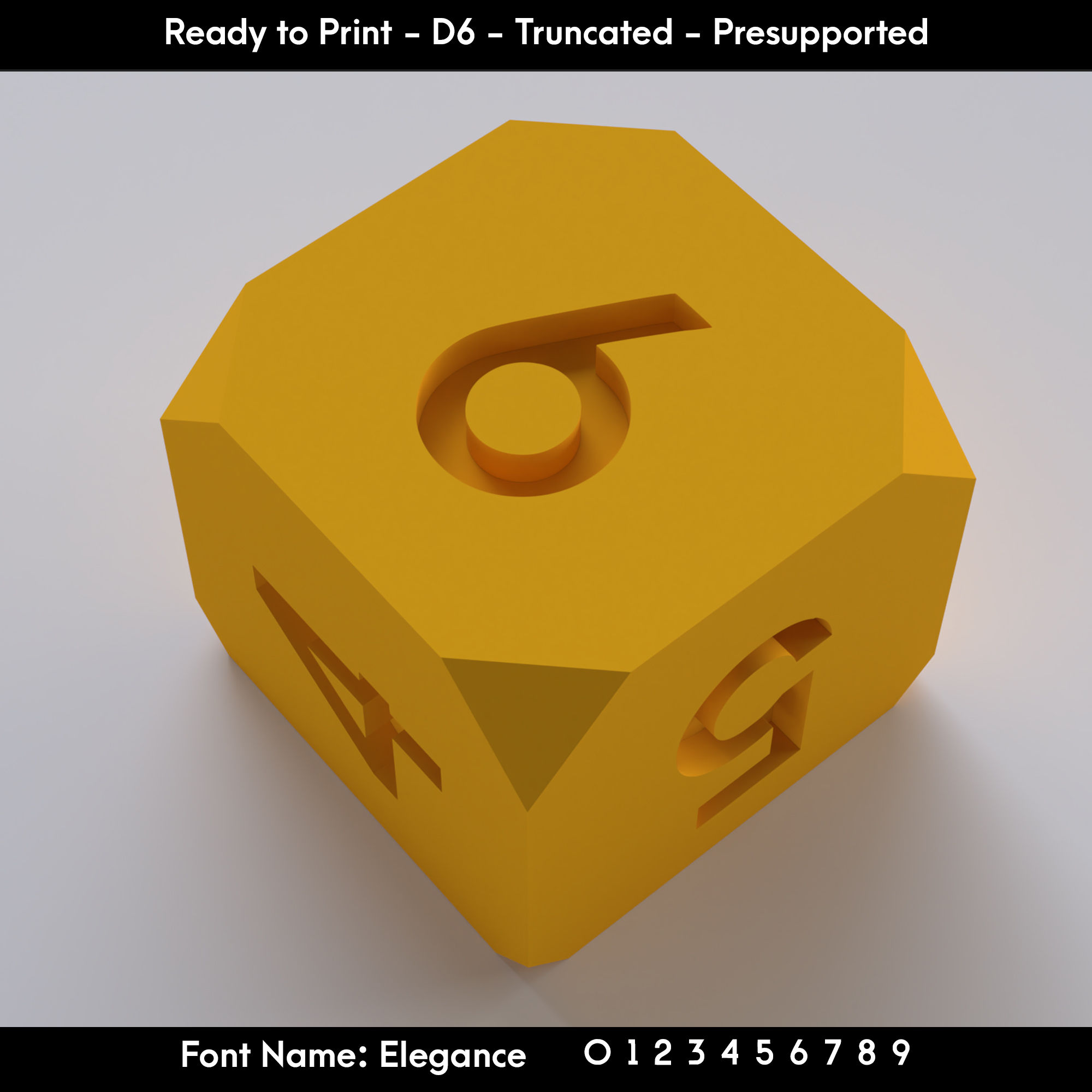 D6 Truncated - Elegance Font - Presupported