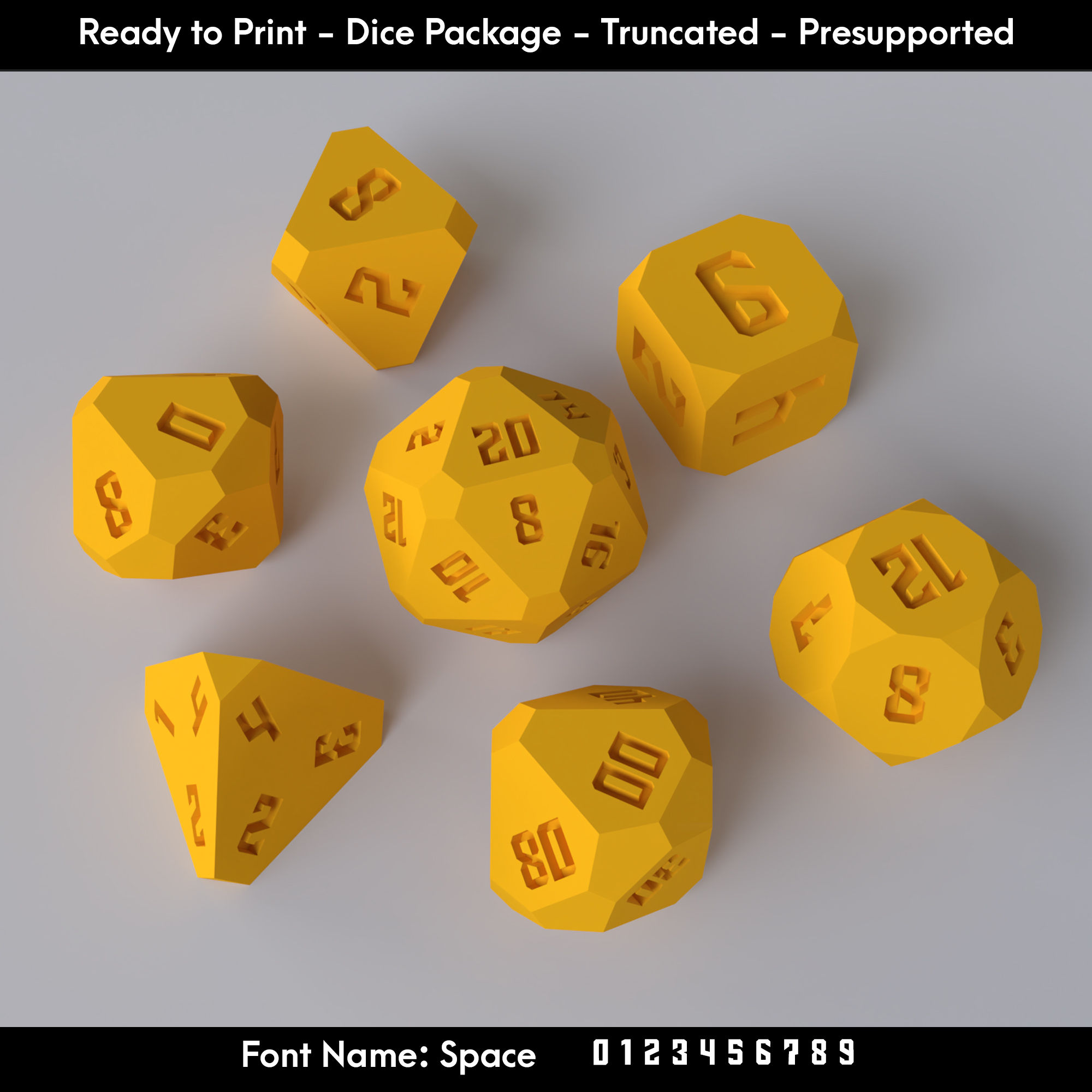 7 Piece Standard Set - Truncated - Space Font - Presupported