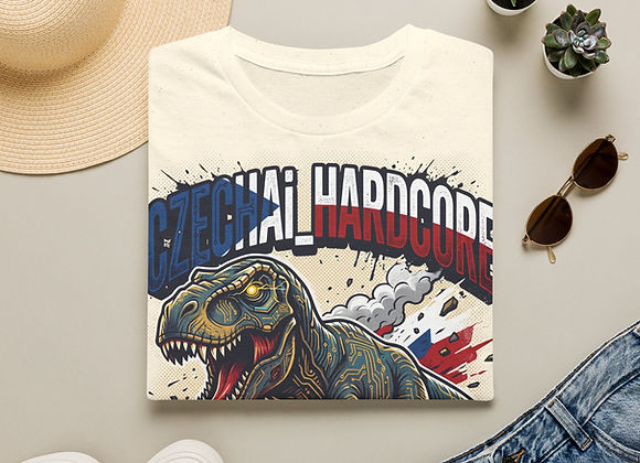 Czechia Hardcore T‑Shirt — Retro Dino Graphic Tee