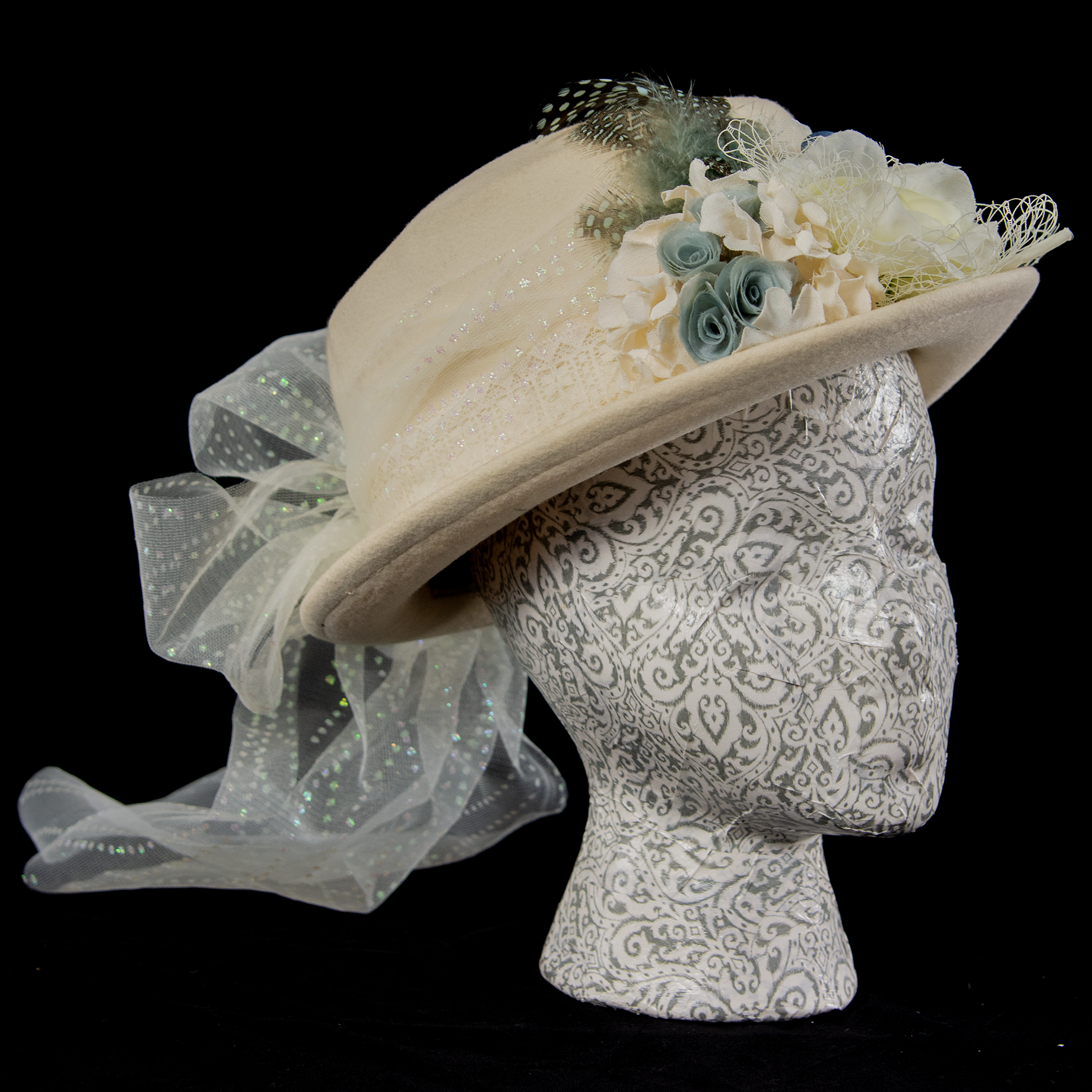 Vintage Floral Cream Riding Hat