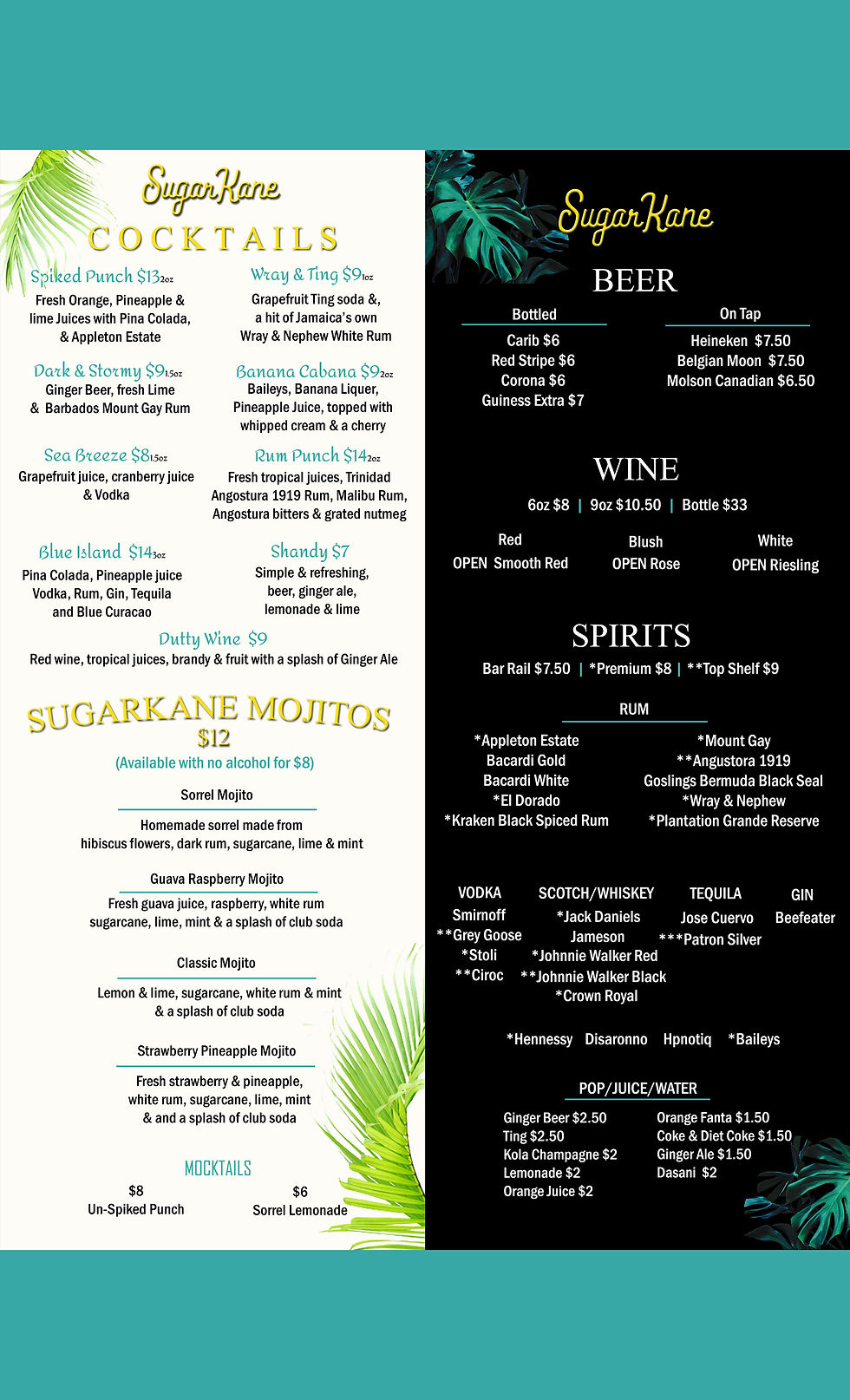 Covid Menu - Side 2 - July 2