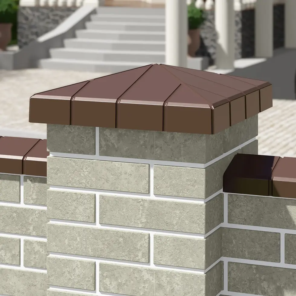 Миниатюра: Коричнева бетонна кришка на паркан 440 мм