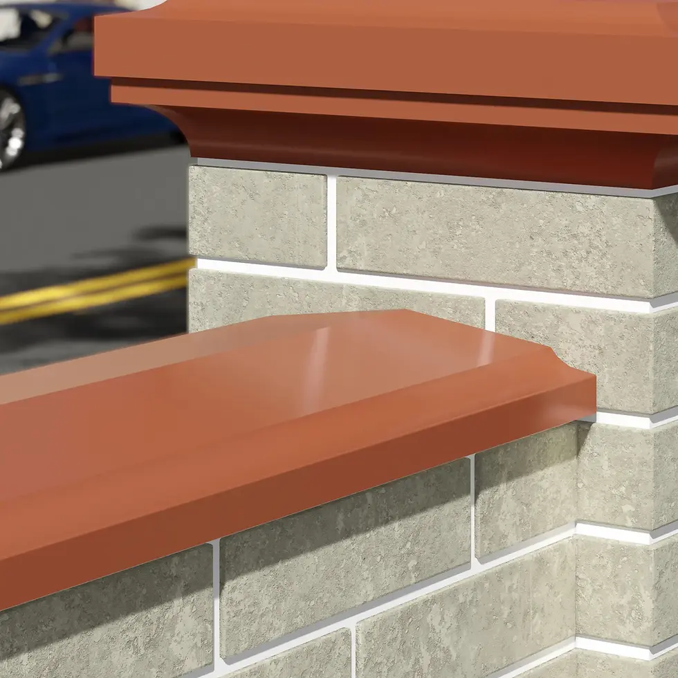 Прев'ю: Парканна кришка бетонна з фаскою, терракотова