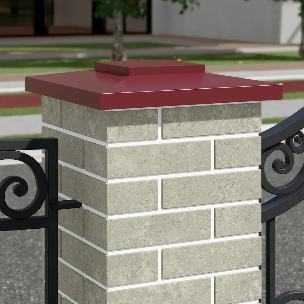 Прев'ю: червона накривка 395х395 мм на стовп паркану піраміда