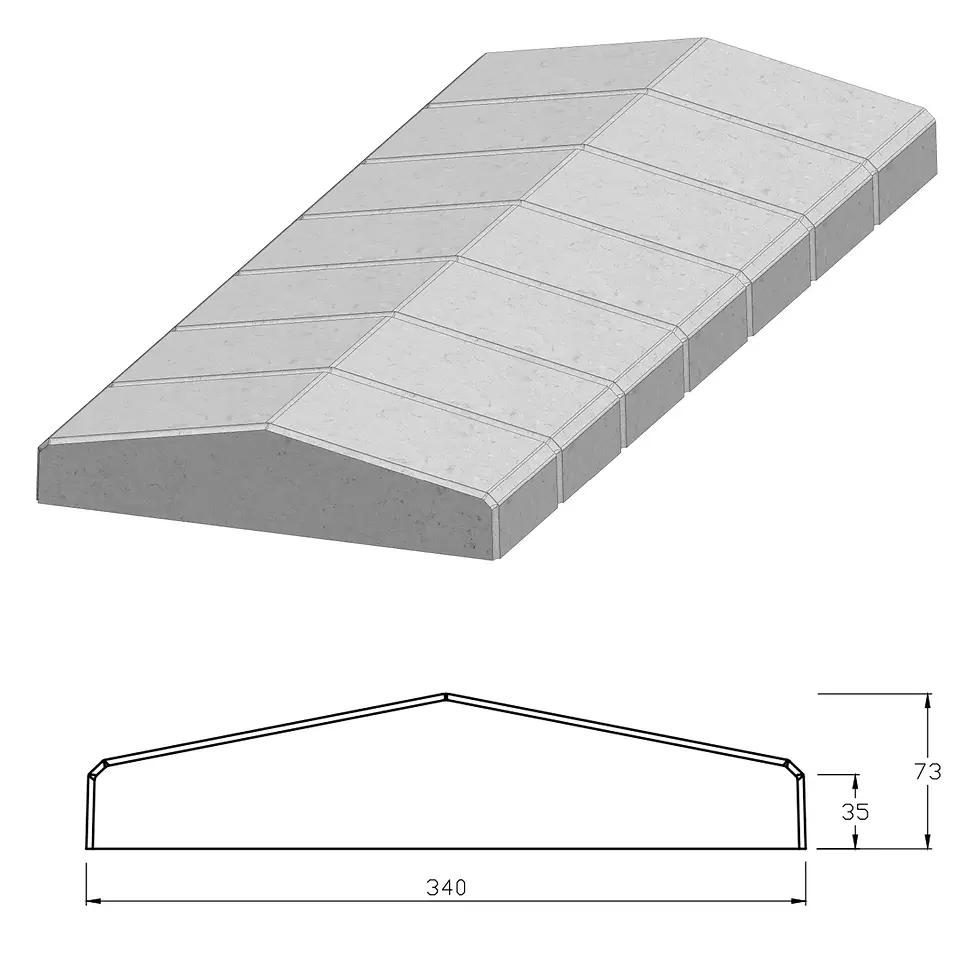Секційна бетонна кришка з фаскою, креслення та 3д модель