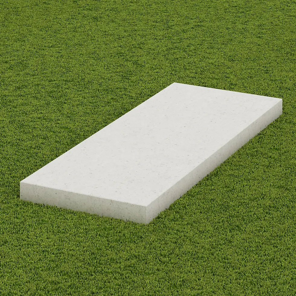 Прев'ю: Визуализация бетонной садовой плиты 1000×400×60 мм на газонной поверхности.