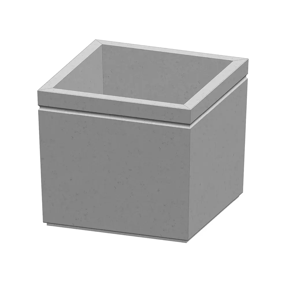 Миниатюра: Тривимірний рендеринг бетонного горщика з двома рівнями, показаний на білому фоні.