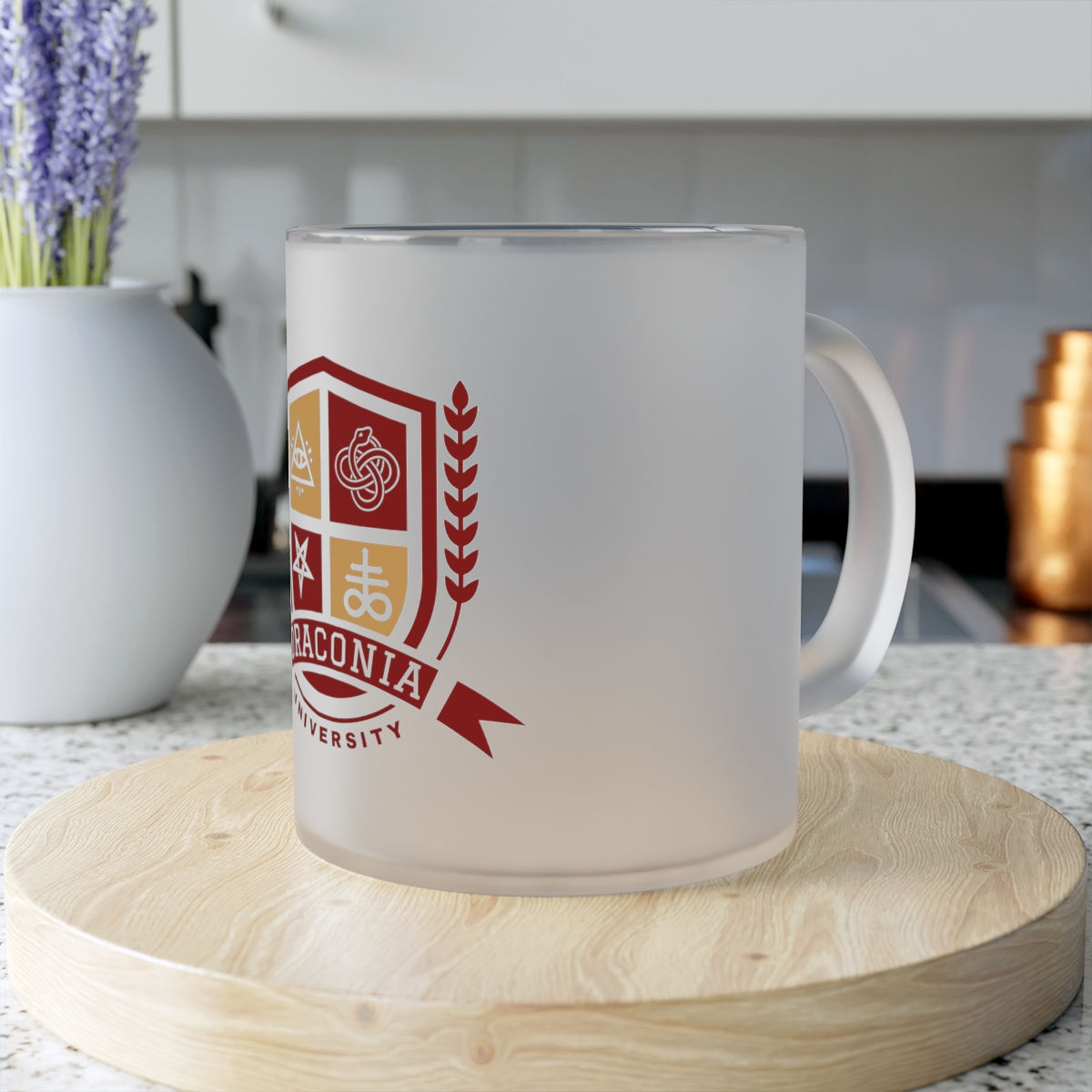 DRACONIA UNIVERSITY Frosted Glass Mug