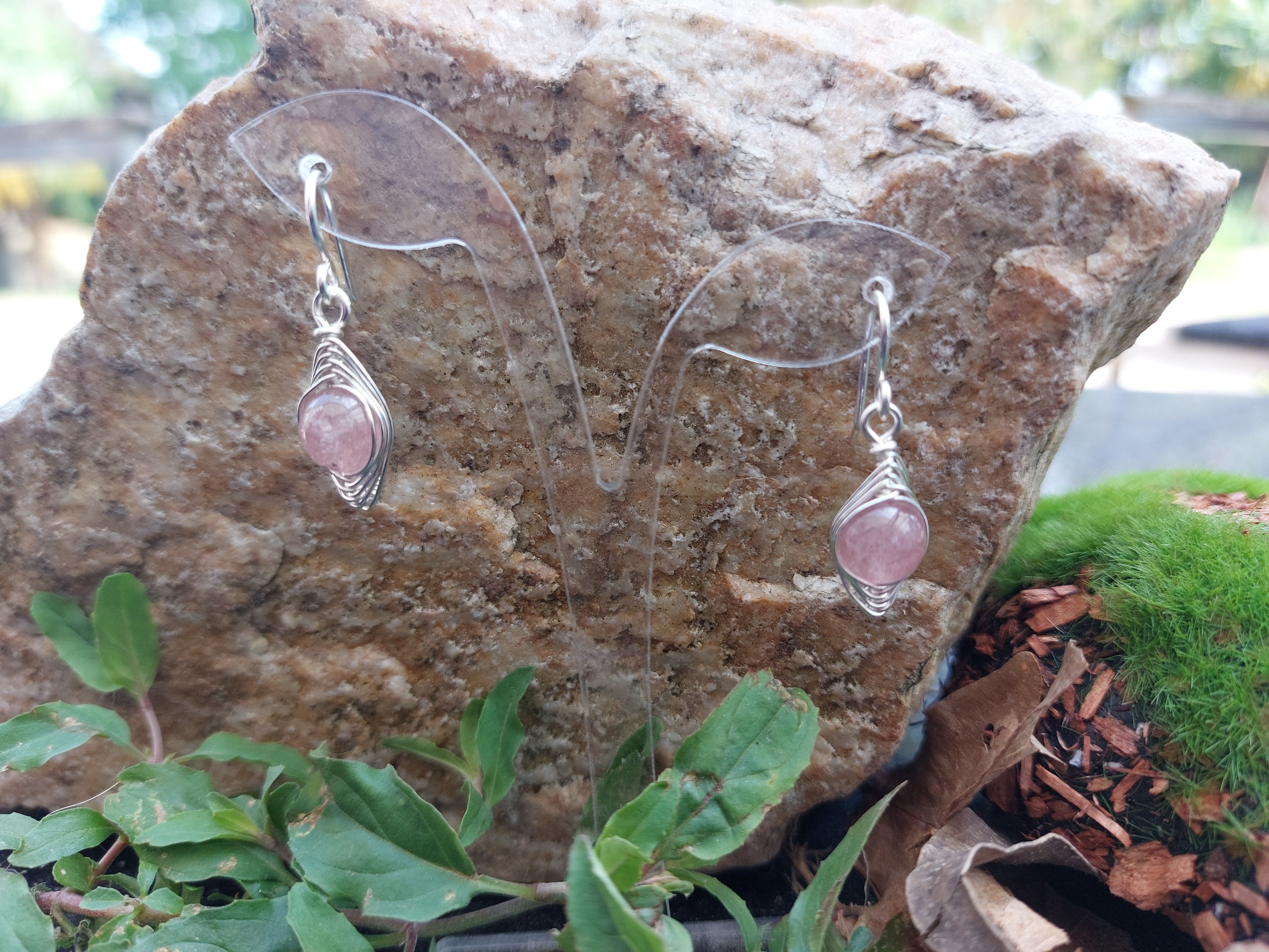 Boucles d'oreilles Quartz fraise