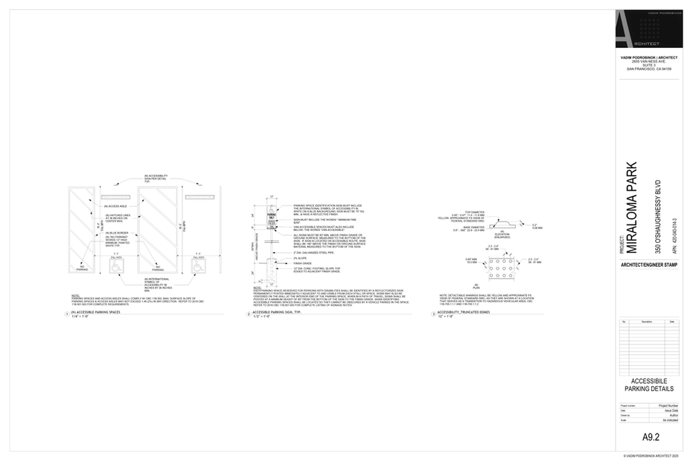 350 O'SHAUGHNESSY BLVD - Sheet - A9-2 - ACCESSIBILE PARKING DETAILS