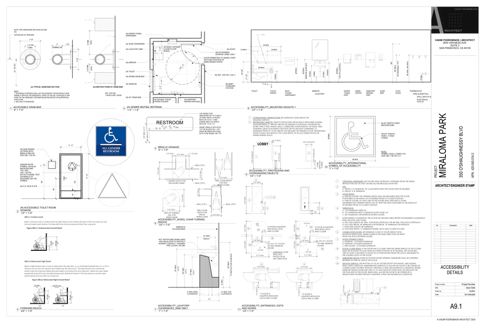 350 O'SHAUGHNESSY BLVD - Sheet - A9-1 - ACCESSIBILITY DETAILS