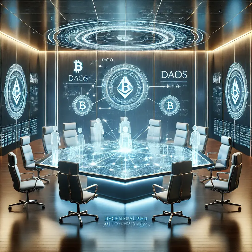 Investigate the potential of DAOs in redefining traditional governance models by leveraging blockchain technology for transparency and decision-making.