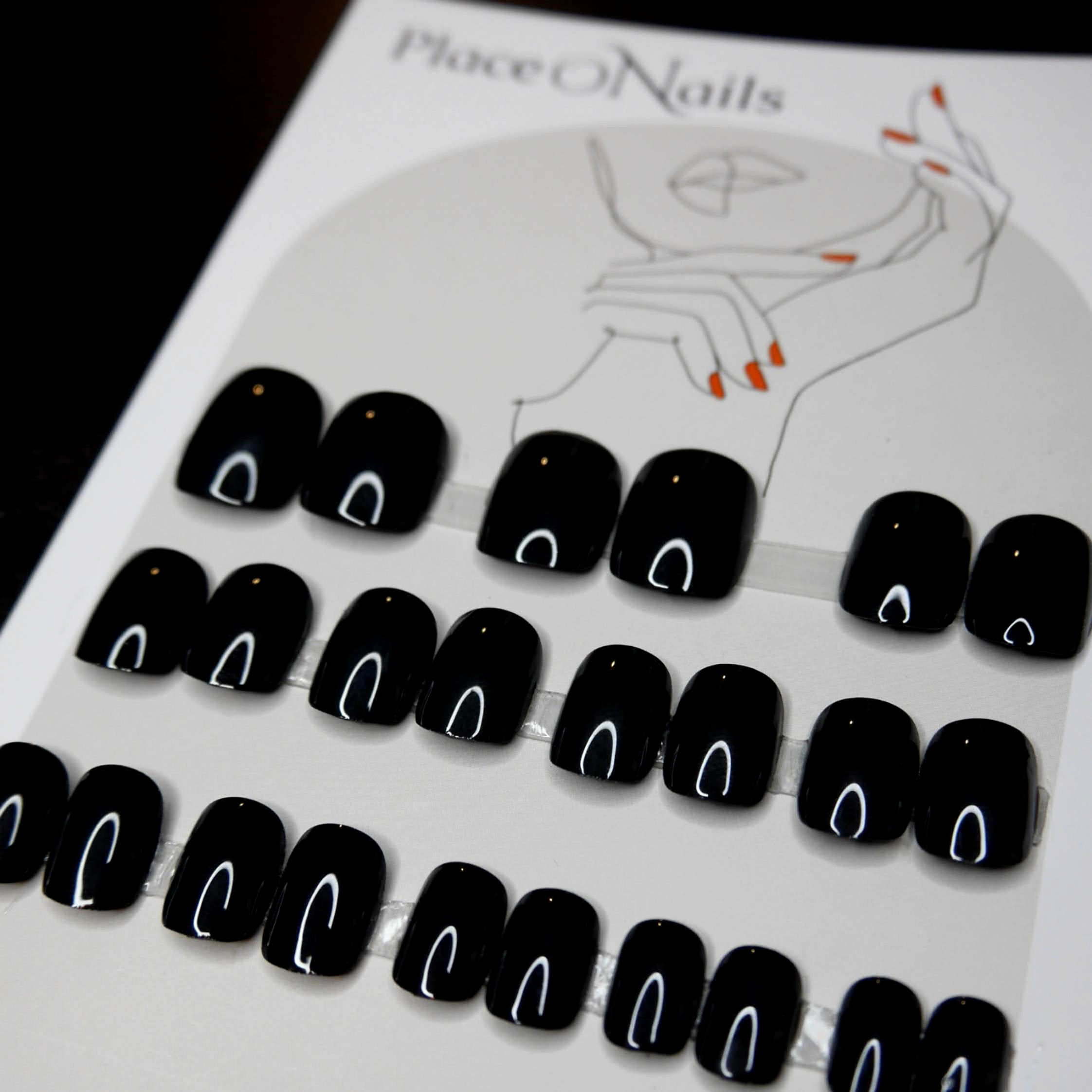 press on nails faux ongles réutilisables Noir Intense PlaceONails