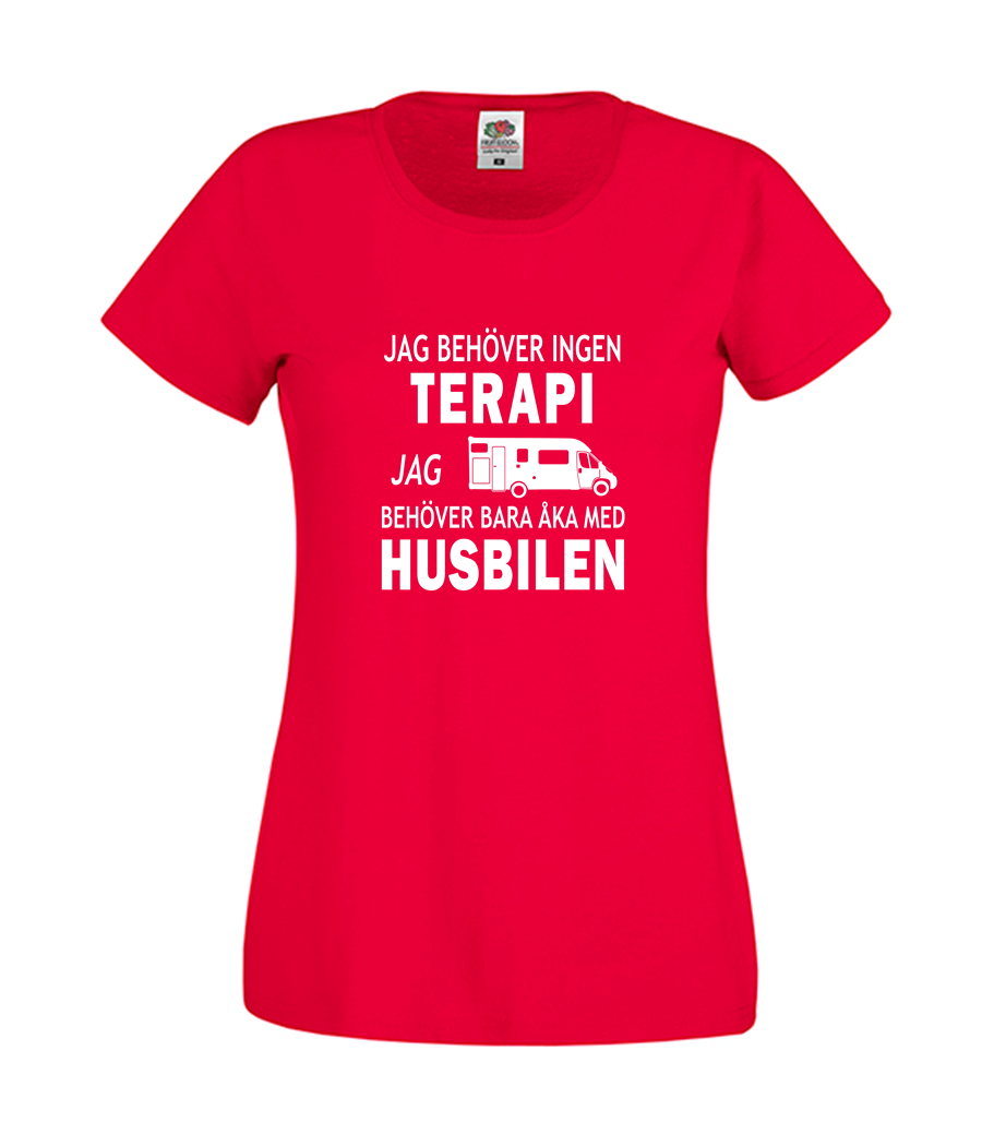 Miniatyrbild: Ladyfit T-shirt Jag behöver ingen TERAPI Jag behöver bara åka med HUSBILEN ver3