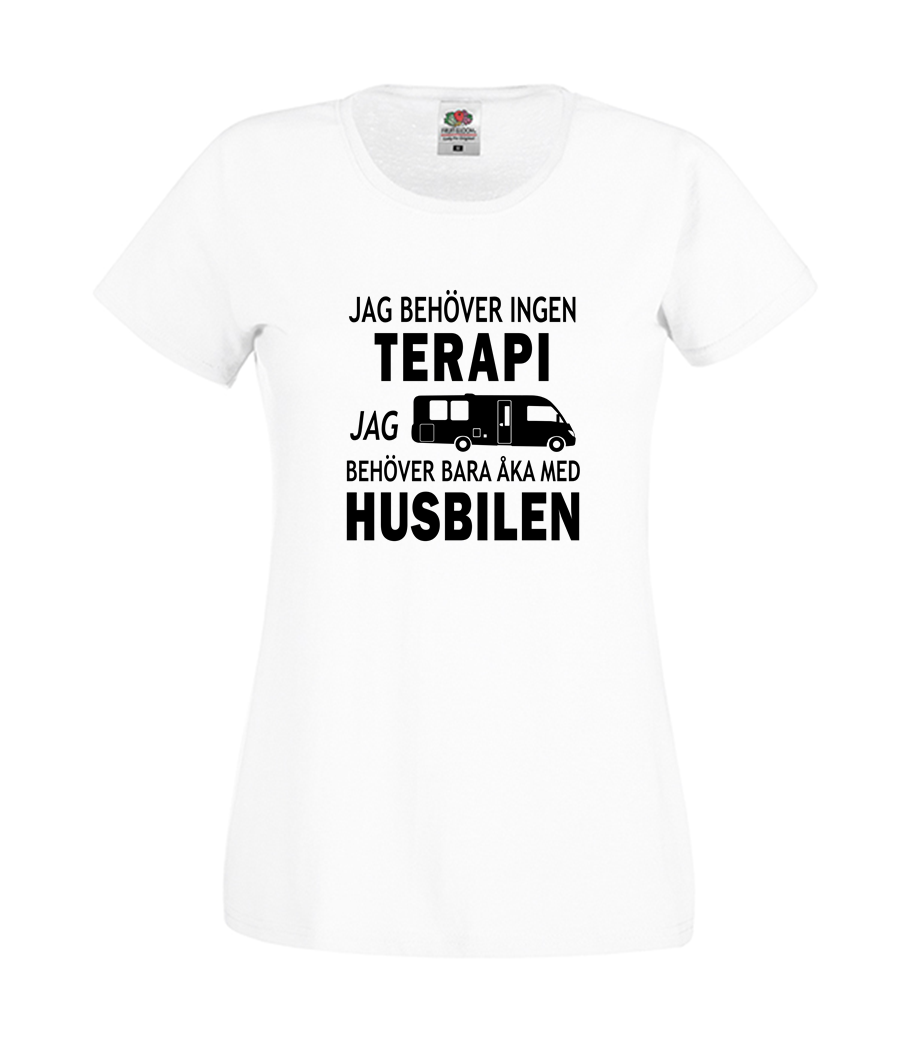 Miniatyrbild: Ladyfit T-shirt Jag behöver ingen TERAPI jag behöver bara åka med HUSBILEN ver2