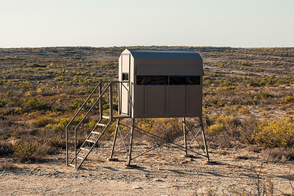 Rancho Charro deer blind on a tower in Northern Mexico brush country.