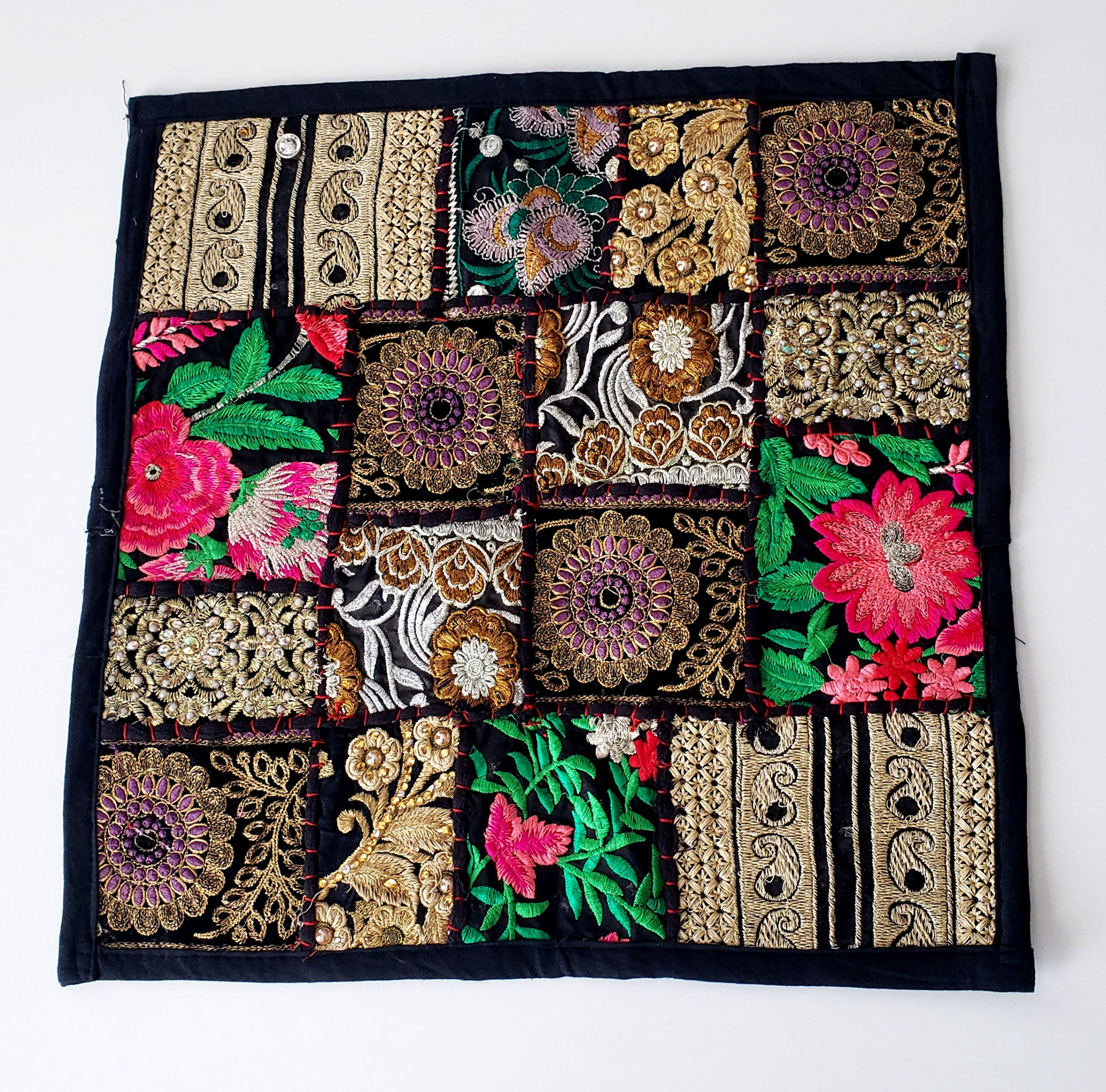 Black Hand Embroidered Cushion Covers