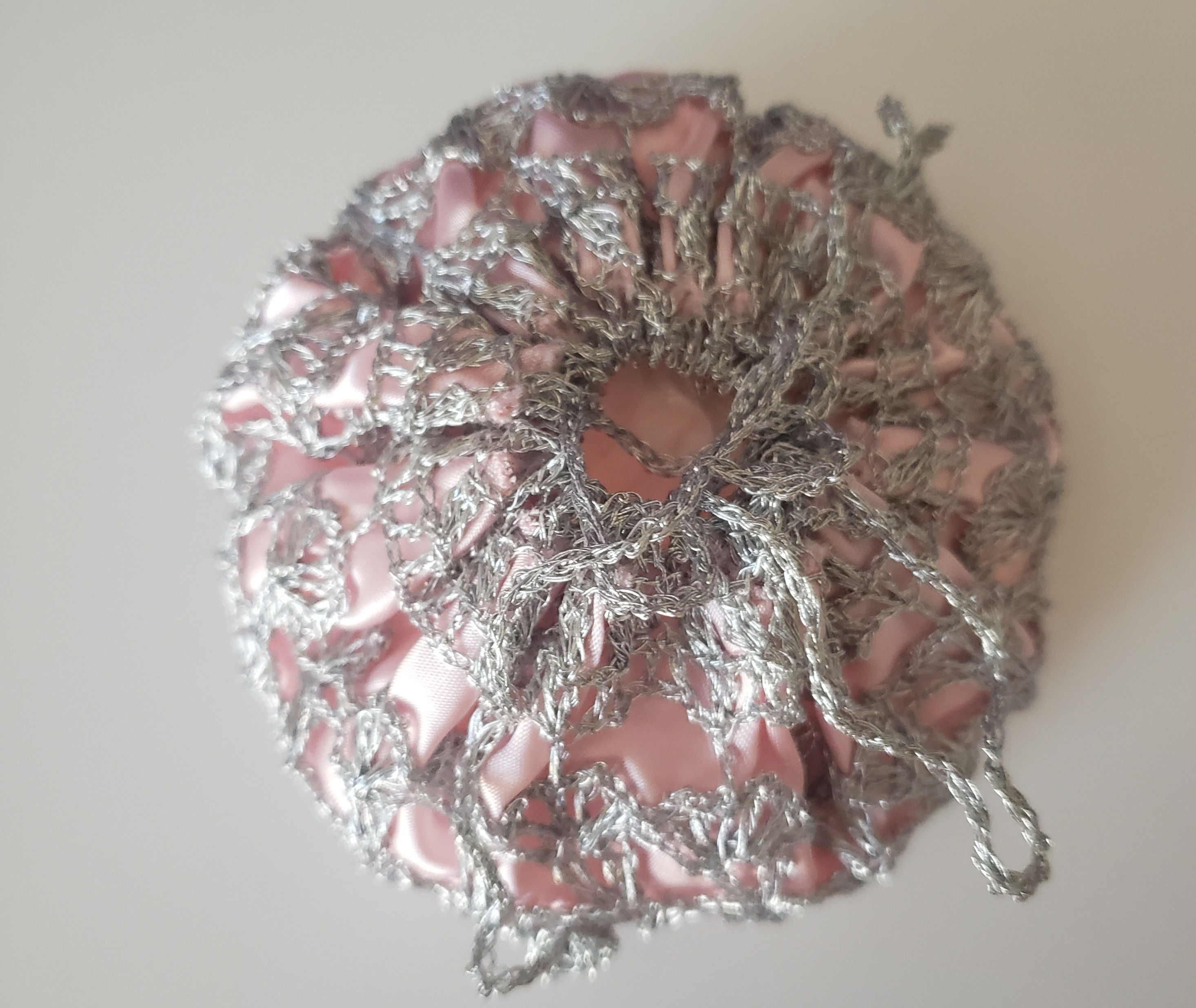 Silver & Pink Satin Pouch