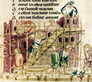 French_School_-_Construction_of_a_fortress_Miniature_of_a_14th_century_manuscript_Paris_BN