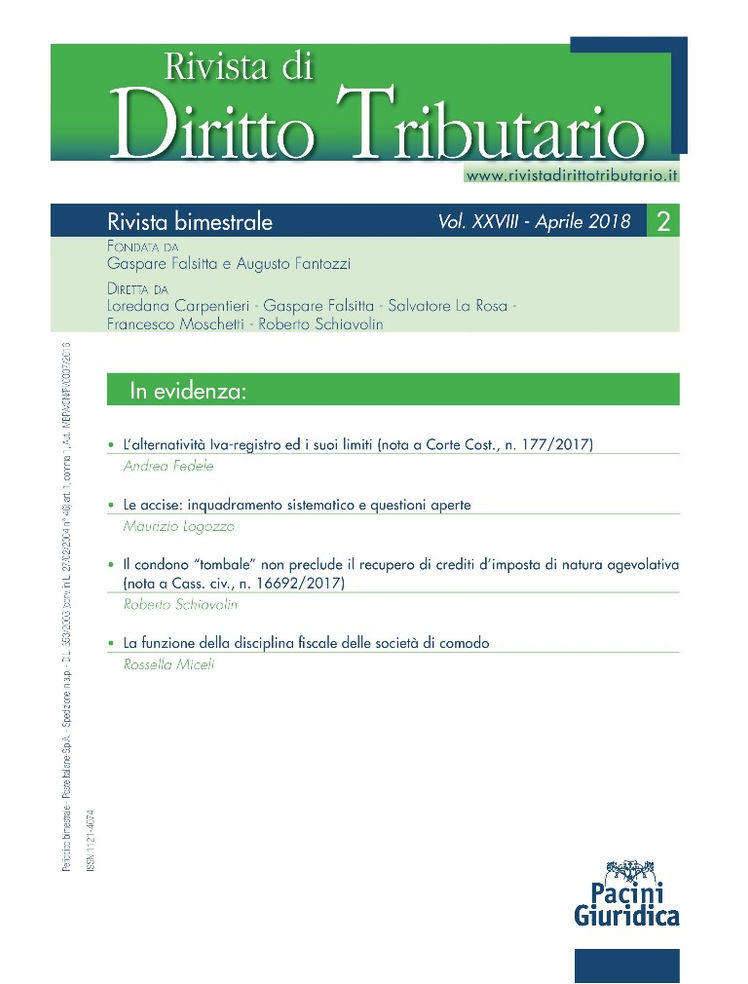 Le accise: inquadramento sistematico e questioni aperte