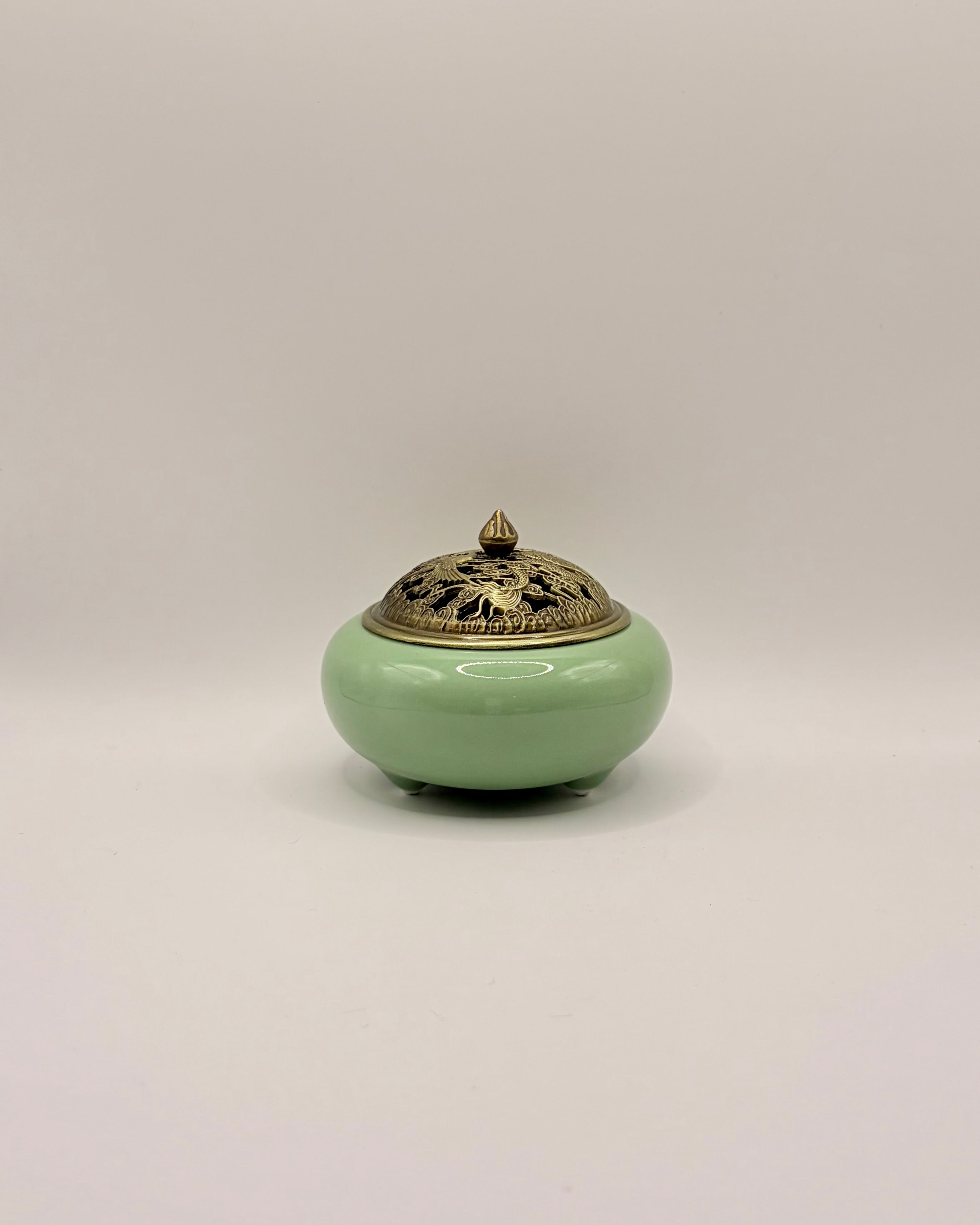 Handmade Porcelain Incense Coil Burner - Jade Green