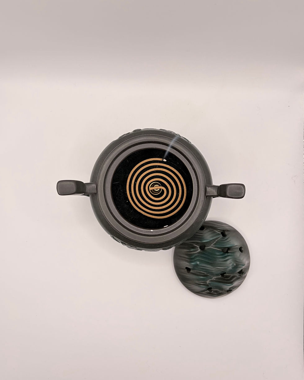 Thumbnail: Handmade Misty Mountains Ceramic Incense Coil Burner