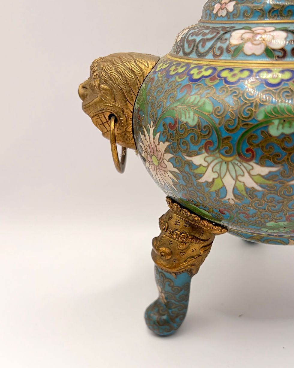 Thumbnail: Antique Japanese Cloisonné Incense Burner, Meiji Period, Late 19th Century