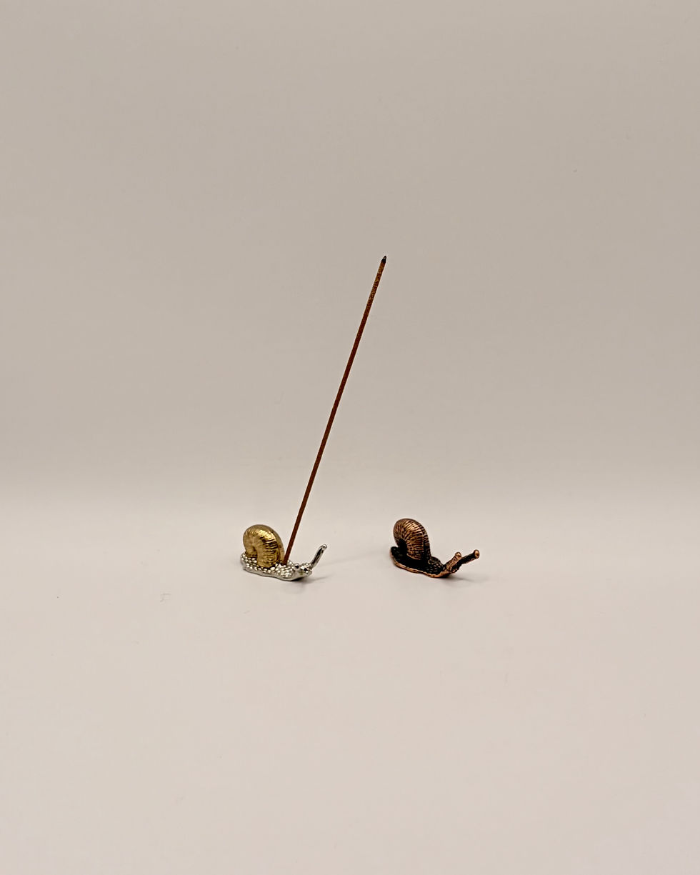 Thumbnail: Handmade Bronze Snail on Lotus Leaf Incense Stick Holder