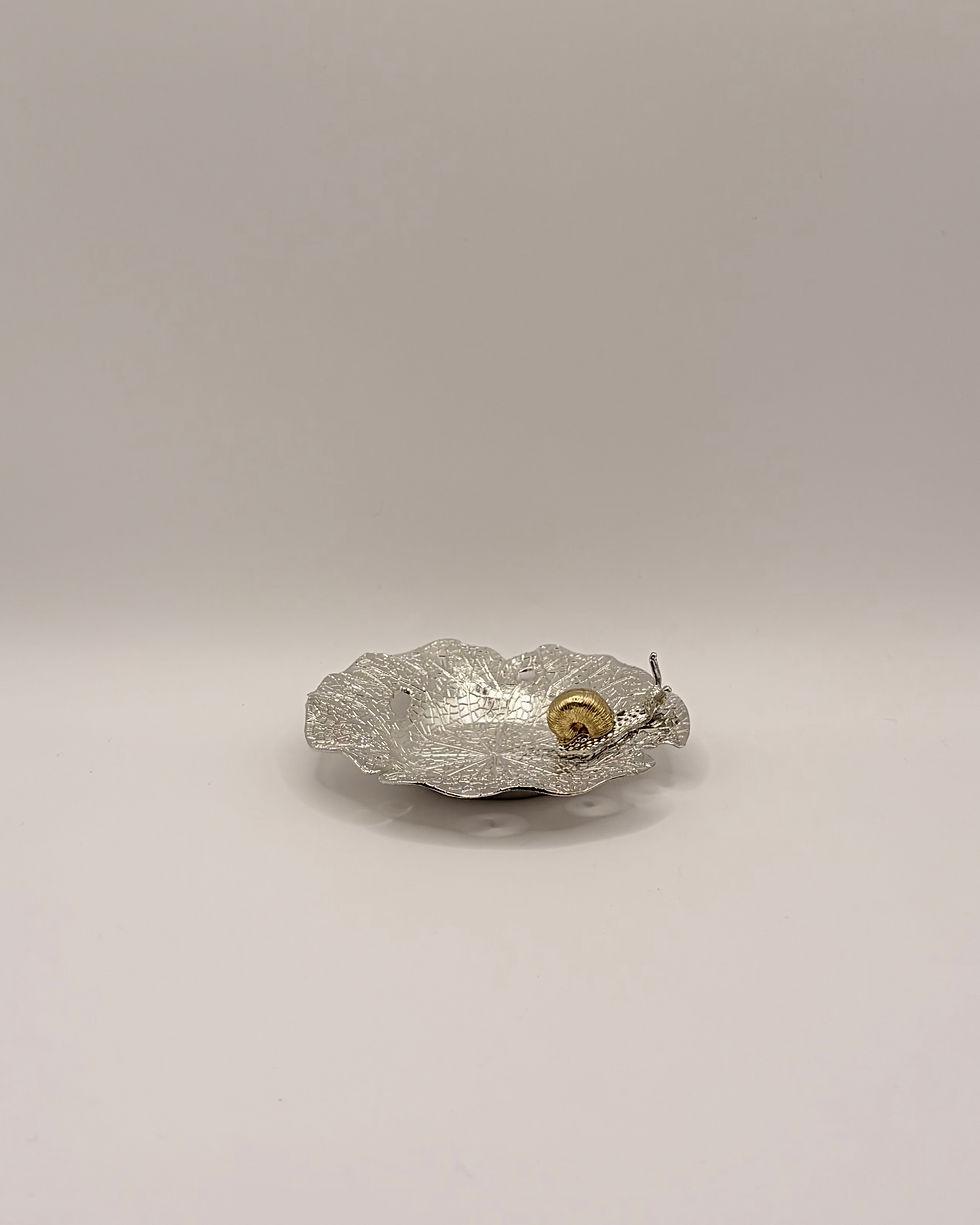 Thumbnail: Handmade Bronze Snail on Lotus Leaf Incense Stick Holder